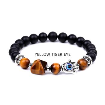 Handgemachtes Schutz- & Energiearmband mit Gelbem Tigerauge und Hamsa-Hand